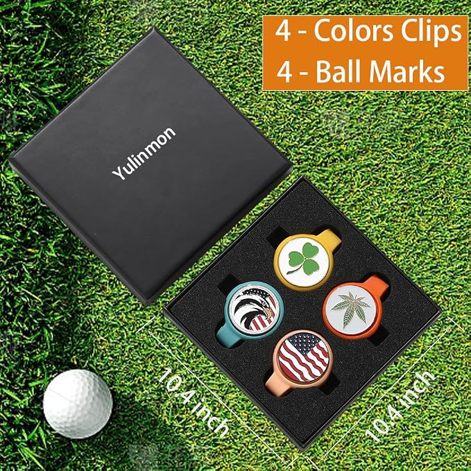 American Flag Golf Marker Hat Clip, Magnetic Ball Marker, Bookmark Clips Magnetic, US Flag Hat Clips Set, Party Favors Adults, Bookish Gift (4-Pack)