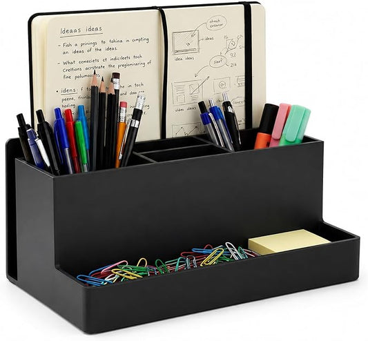 Acrimet Desktop Organizer - Multi Organizer Caddy Holder for Office, Home and School use (Plastic) (Black Color)