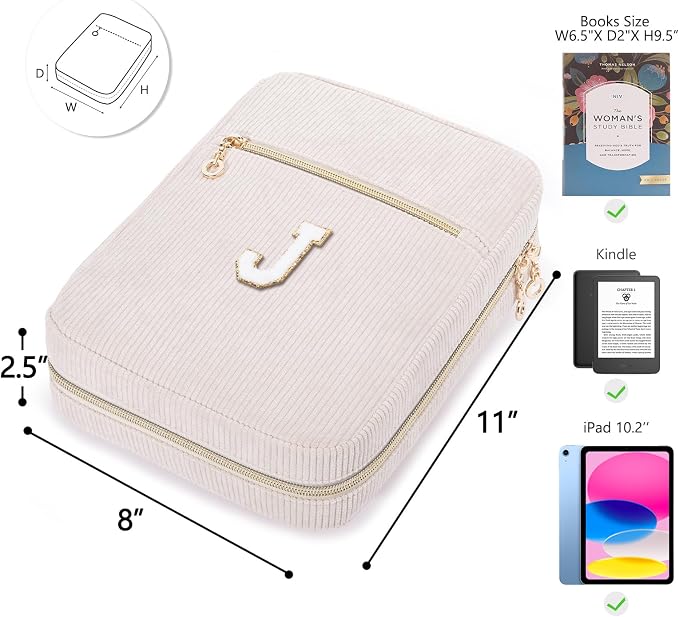 Bible Cover for Women, Initial Personalized Bible Gift - Bible Case for Men - Bible Holder - Bible Bag - Bible Carrier - Bible Carrying Case with Pockets for Bible Study Suppliers, Bible Accessories