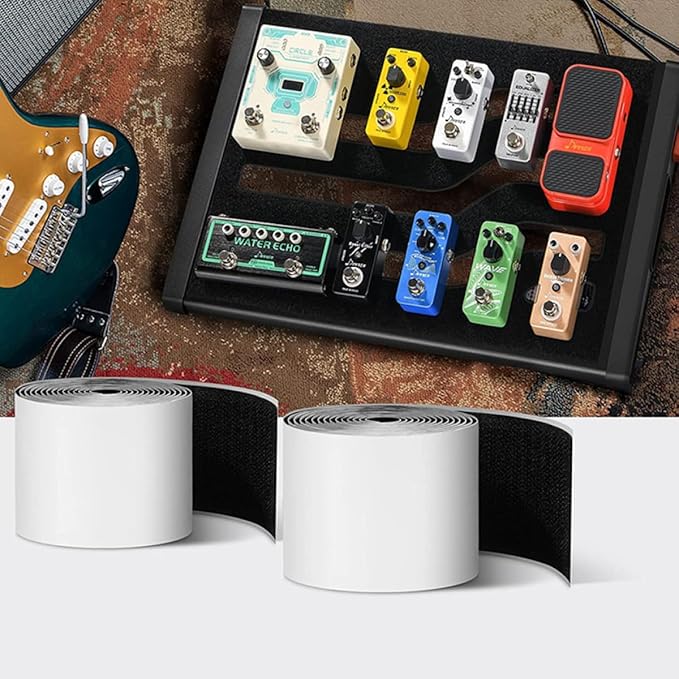 2rolls Electric Guitar Pedal Mounting Tape Hook and Strip Strong Adhesive for Pedalboards Nylon Tapes for Guitar Effects Setup