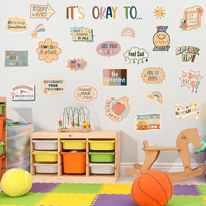 Yewfold Boho Mental Health Bulletin Board Decorations Set, It's Okay To Therapy Office Decor, Affirmation Station Classroom Decor for Teachers School Wall Decor (Boho)
