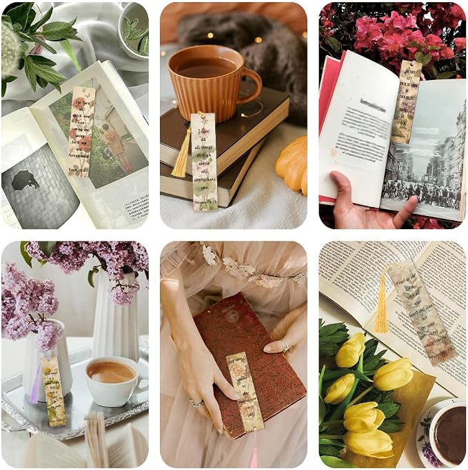 Peacoblue 30pcs UV DTF Bookmarks Transfer Stickers Wraps Vintage Flowers and Bible for Women Men Reading, Waterproof Bookmarkers Decal(No Blank Bookmarks) for Acrylic Plastic Metal Blank Bookmark