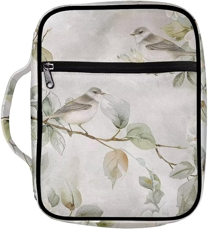 Coldinair Watercolor Painting Bible Cover for Women,Canvas Carrying Book Case Brown Cow Print Church Bag Bible Holder with Handle and Zippered Pocket