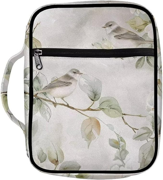Coldinair Watercolor Painting Bible Cover for Women,Canvas Carrying Book Case Brown Cow Print Church Bag Bible Holder with Handle and Zippered Pocket