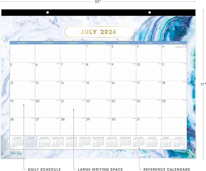 2026-2027 Blue Sky Gemma 17" x 22" Academic Monthly Wall Calendar, Assorted Colors (141377-A27)