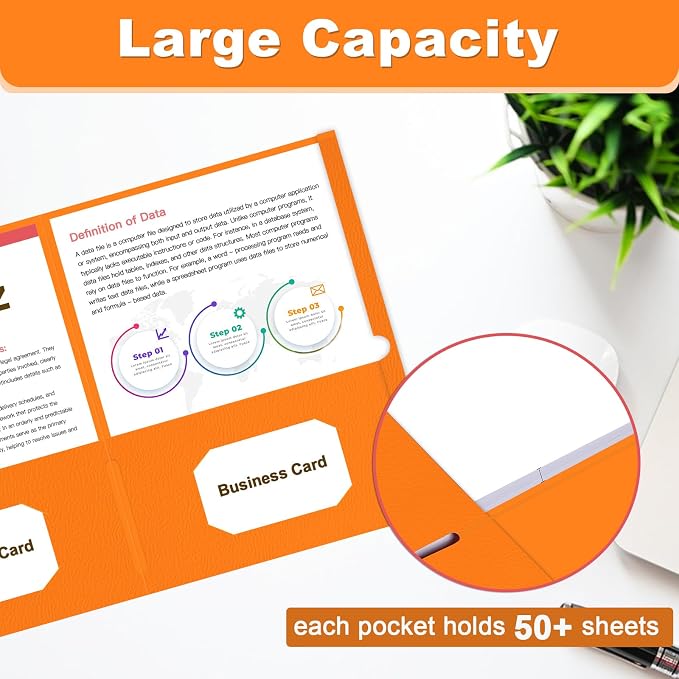 Folders with Pockets, LAYZZ 30 Pack Paper Pocket Folders, 2 Pocket File folders Fits Letter Size Paper, for School Office and Home (Orange)