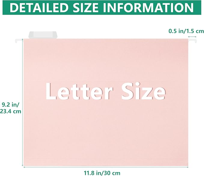 pmybupo Pink Hanging File Folders,6 Pack Reinforced Hang Folders Letter Size,Adjustable 1/5-Cut Tabs,Designed for Bulky Files,Filing Cabinet