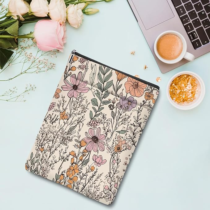 Floral Book Sleeve, Wildflower Book Covers for Paperbacks, Garden Flowers Book Pouch Book Protector, Book Lovers Gifts for Women Girls Friend, Book Accessories Book Club Gifts Christmas Birthday Gifts