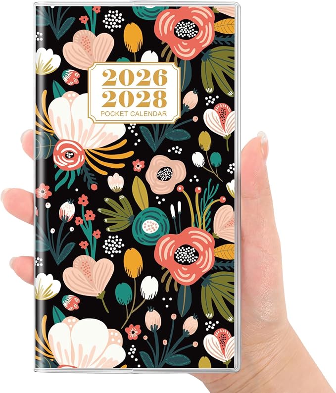 SKYDUE Pocket Calendar 2026-2028, Pocket Monthly Planner Jul 2026 - Dec 2028 for Purse, 6.7" X 3.8" 30-Month Small Planner, Academic Year Calendar, Compact Design with Plastic Sleeve