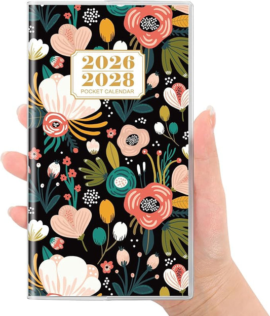 SKYDUE Pocket Calendar 2026-2028, Pocket Monthly Planner Jul 2026 - Dec 2028 for Purse, 6.7" X 3.8" 30-Month Small Planner, Academic Year Calendar, Compact Design with Plastic Sleeve