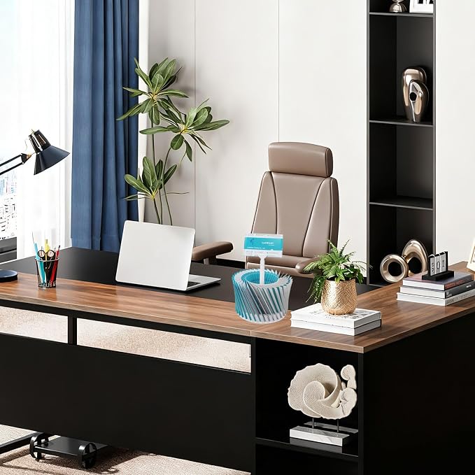 Rotating Business Card Holder, 20-36 Cards Capacity, Desktop Business Card Display Stand with Label Slot, 11.2cm Base & 13.6cm Pole, White Office Organizer for Home, Office, Reception