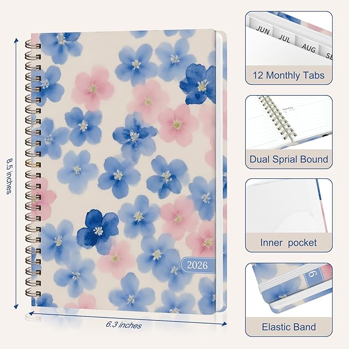 2026 Planner, Weekly and Monthly Calendar Planner Book, Jan 2026 - Dec 2026, Planning Agenda for Desk Accessories and School Supplies - A5 (6.3'' x 8.5'')