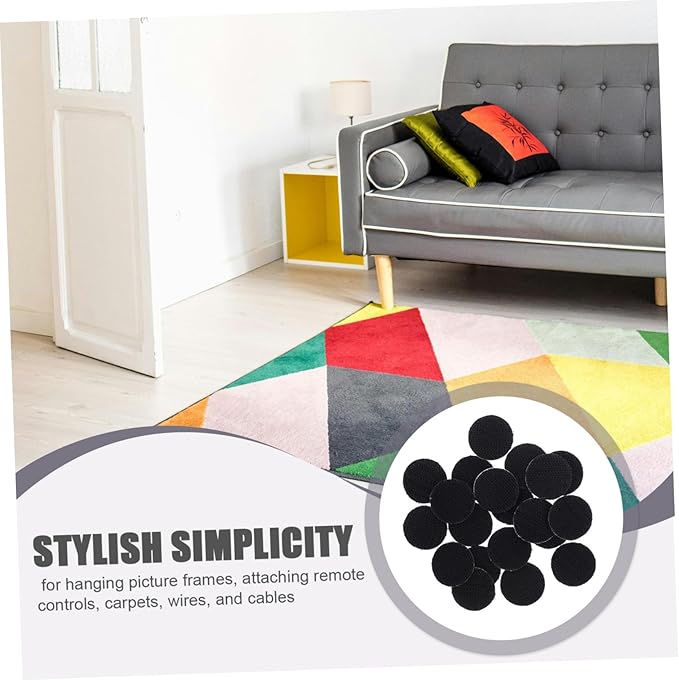 Amosfun 20pcs Self-Adhesive Hook and Tape Round Heavy Duty Fasteners for Wall Decor Projects Home Office and Outdoor Use Strong Adhesion Reusable Easy Peel and Stick