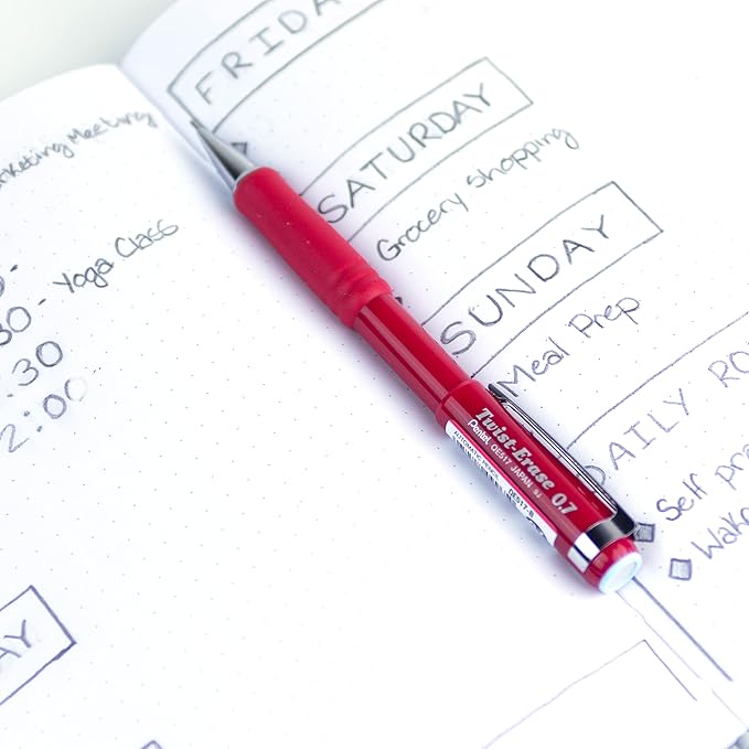 Pentel Twist-Erase III Mechanical Pencil (0.7mm), Red Barrel