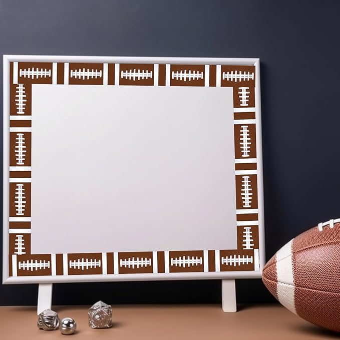 Whaline 32.8 Ft Rugby Bulletin Board Borders Football Patterned Die-Cut Trim Border Roll for Back to School Classroom Office Chalkboard Decoration