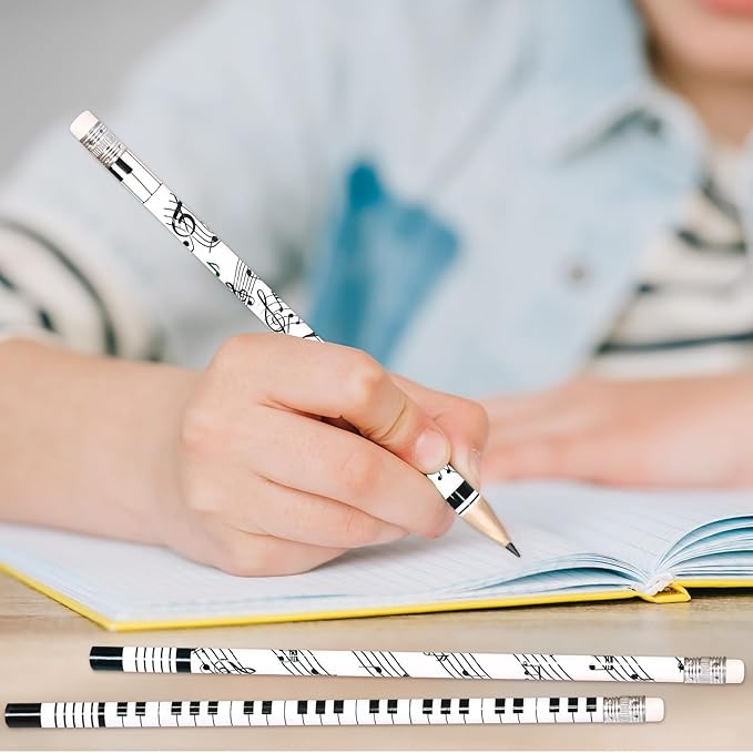 Fancy Land 50 PCS Music Pencils Music Note Wooden Pencil with Eraser Classroom School Teacher Award for Kids