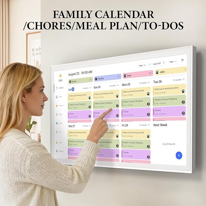 27 Inch Smart Digital Calendar, Wall Electronic Calendar, 1920 * 1080 IPS Full HD Touch Screen Display for Family Meal Planner Support - Streamline Household Organization