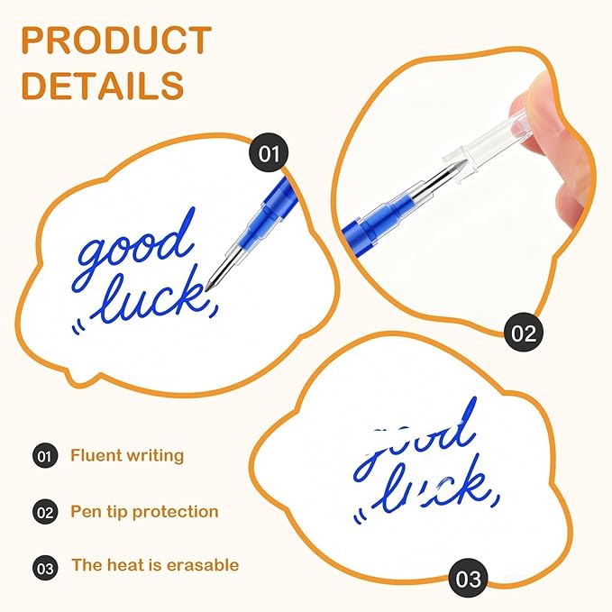 16Pcs 0.7mm Blue Erasable Gel Ink Pen Refills Compatible with Frixion Friction, Replaceable Medium Fine Point Clicker Refill Stationery (16, Blue)