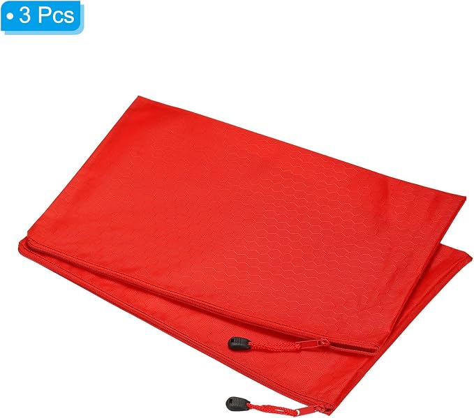 PATIKIL Waterproof Zipper File Bags, 3 Pack A4 Document Holders Pencil Pouch for Office, Red