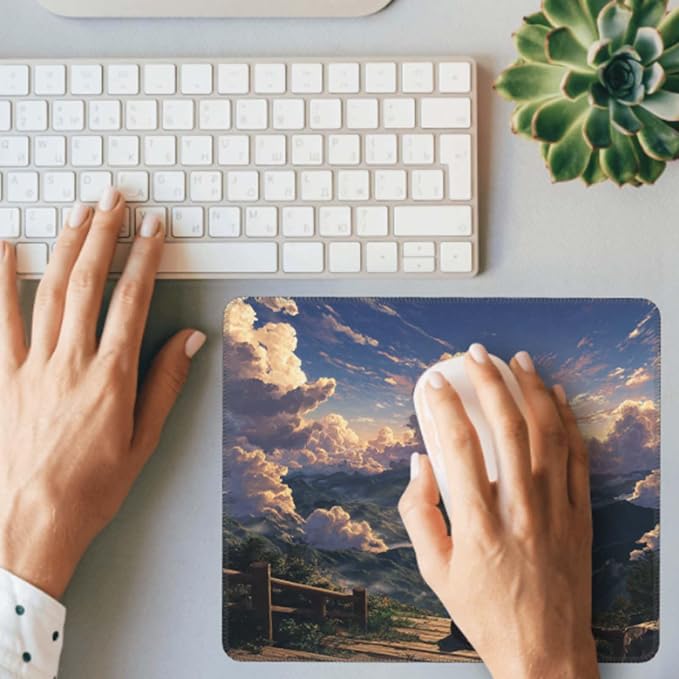 Voltique Mouse Pad Small Desk Mat, Cute Cat Computer Mousepad with Stitched Edges Non-Slip, Keyboard Mouse Pad for Desktop Office Desk Accessories