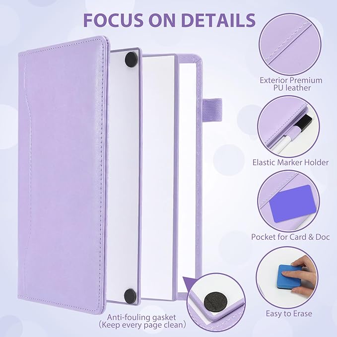 Feifeiya 6 Sides Dry Erase Whiteboard Notebook Portable Notebook White Boards 6"x9"(a5) Small Folding Whiteboard Anti-ghosting Surface, Travel Dry Erase Mini White Board for Office, School, Study