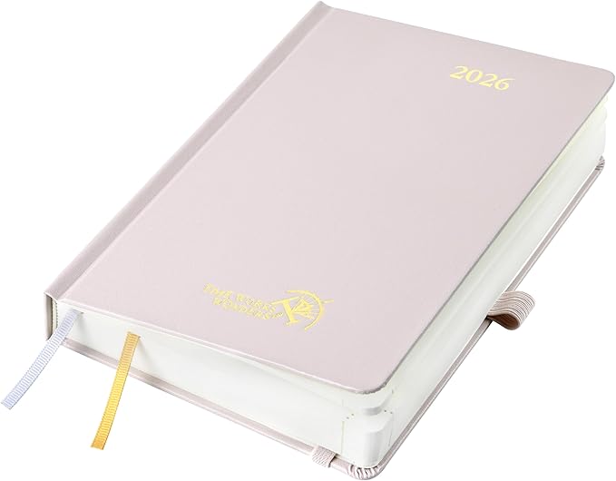 POPRUN 2026 Daily Planner One Page Per Day A5 Size Calendar (5.75" x 8.5") - 12 Months Hourly Appointment Book with Hardcover, Monthly Tabs, Pocket, Pen Holder - Light Pink