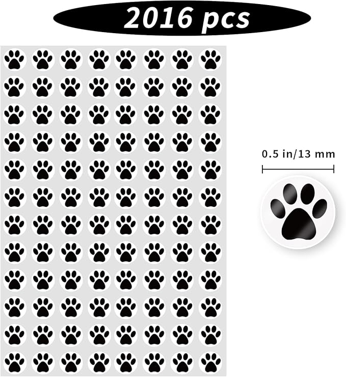0.5 Inch Black Paw Print Stickers,Self Adhesive for Scrapbooking/Kid DIY Arts Crafts/Reward Stickers Teachers Sticker
