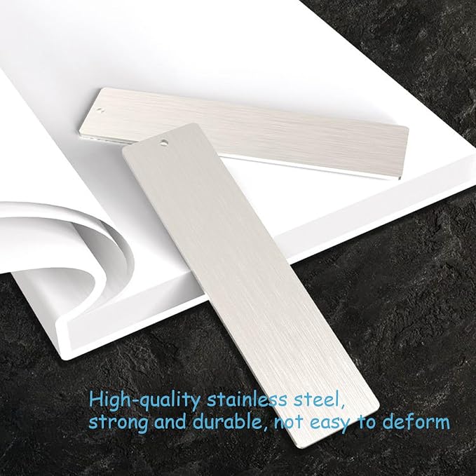 9 PCS Metal Blank Bookmark with Hole, 5.12" Stainless Steel Rectangle Engraving Stamping Tags, Sublimation Bookmark with Tassel for Reading Office Supplies