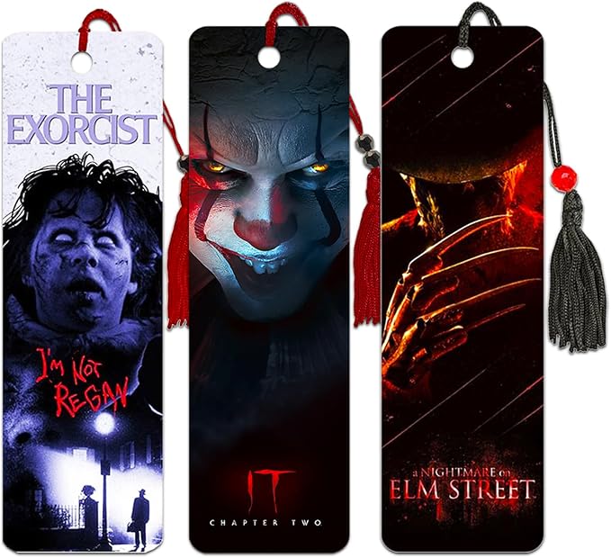 Horror Themed Bookmarks - Scary Bookmarks for Adults Bundle Includes 6 Monster Movie Book Marks | Horror Movie Gifts