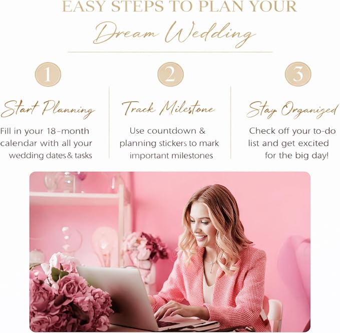 “I Do” Wedding Planning Calendar – 18 Month Undated Wedding Planner Alternative, Bridal Organizer with Stickers & Checklists, Engagement Gift for Bride, Wedding Countdown Calendar