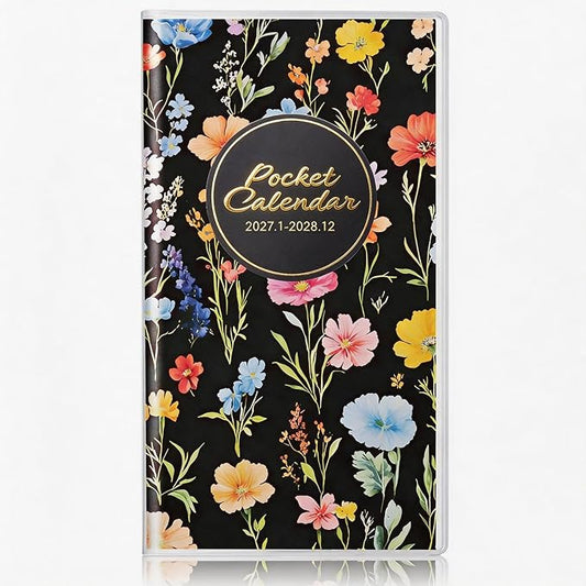 Pocket Calendar 2027-2028 for Purse, Small Pocket Planner 2027-2028 for Purse 3.5×6.5In, 24 Month Organizer from Jan 2027- Dec 2028 Mini Planner with Pvc Cover for Organizing & Planning