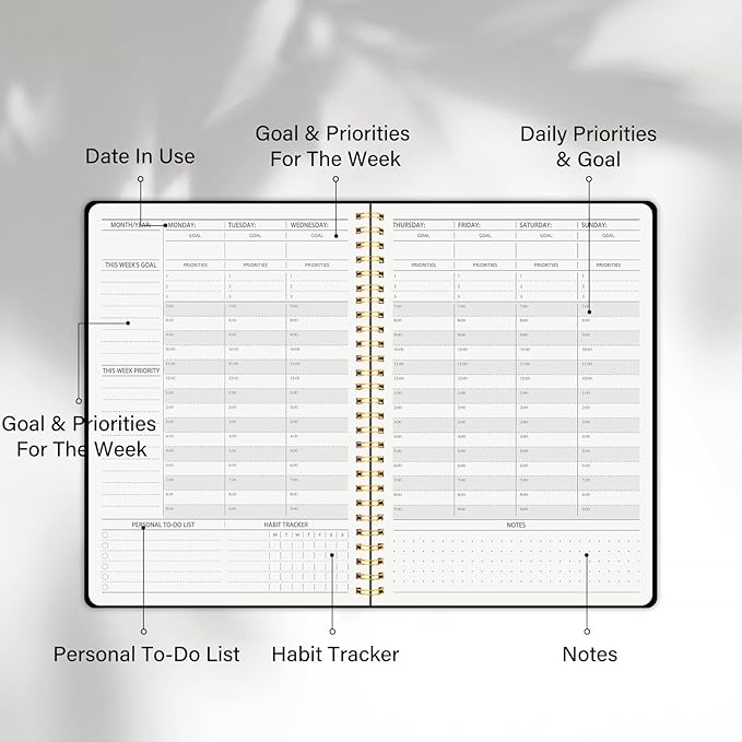 Weekly Appointment Planner with Hourly Schedule,Priorities & Habit Tracker Organizer,7.5"×10" for Office,School,Family