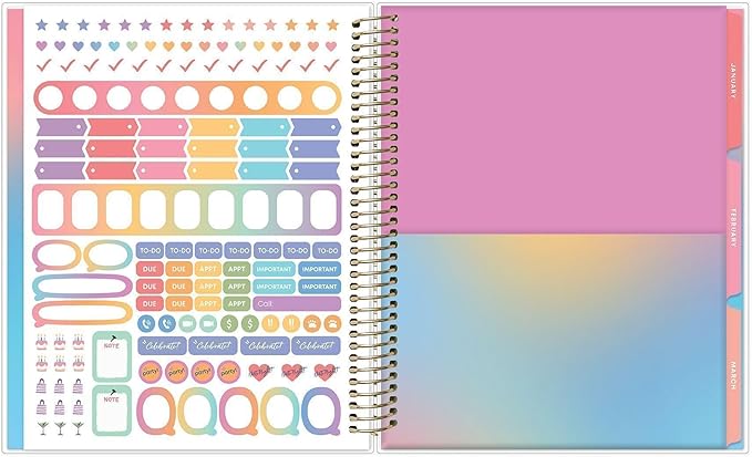 Blue Sky Livewell 2027 Weekly and Monthly Planner Calendar, January 2027 - December 2027, 7" x 9", Flexible Cover, Durable Twin Wire Binding, Colorful Pages, Storage Pocket, Includes Stickers, Magenta