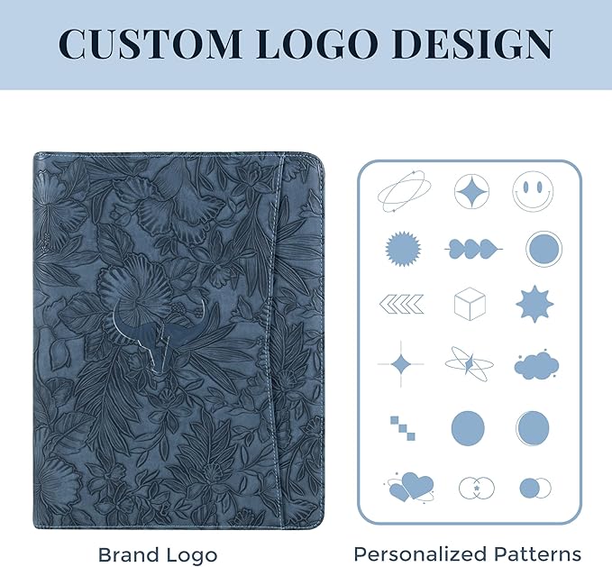 Calfinder Personalized Portfolio for Women&Men, Free Name Engrave,Customized Leather Padfolio with Logo or Name, Business Portfolio with A4 Writing Pad Holder for Resume,Interview