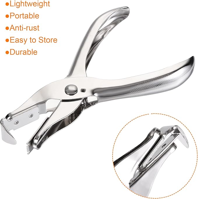 MECCANIXITY Staple Remover Tools, Heavy Hand Staplers Removal Pin Puller for Office Home, Silver