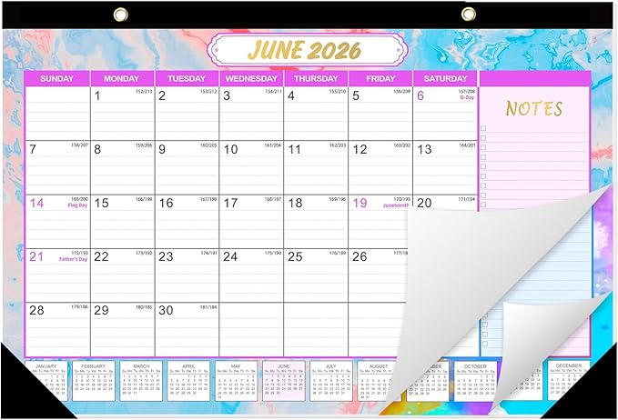 GuassLee Desk Calendar 2026-2027 - 19 Monthly Calendar from Jun. 2026 to Dec. 2027, 11.5"x17" Large Desktop Calendar with Thick Paper, Corner Protectors for Desk Home Office Easy Planning
