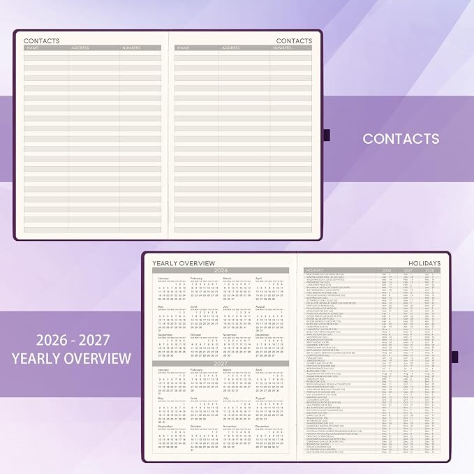 Planner 2026-2027 - Academic Planner 2026-2027, 8.5" x 11", July 2026 - June 2027, Planner Daily Weekly and Monthly, Pen Holder, Pocket, 25 Notes Pages, Faux Leather Cover
