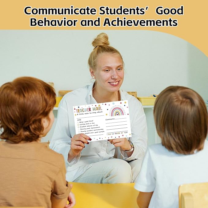 52PCS Teacher Mail Notes to Parents, Happy Notes Mail Postcards, Motivational Good Behavior Incentive Cards,Positive Cards for Preschool Kindergarten Elementary School, Teacher Classroom Supplies