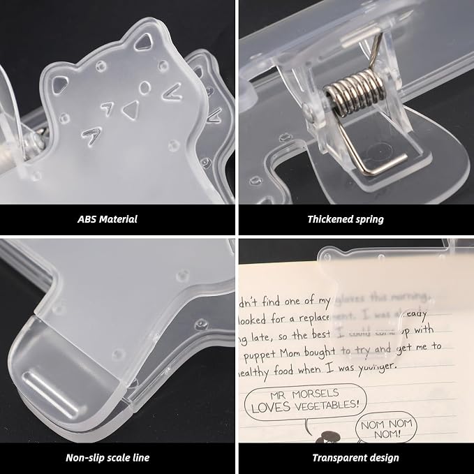 3 Pcs Book Clips,3 Colors Strong Page Holders for Reading,Portable Book Openers,Practical Book Page Markers for Teachers,Students,Office,and Home(Cat)