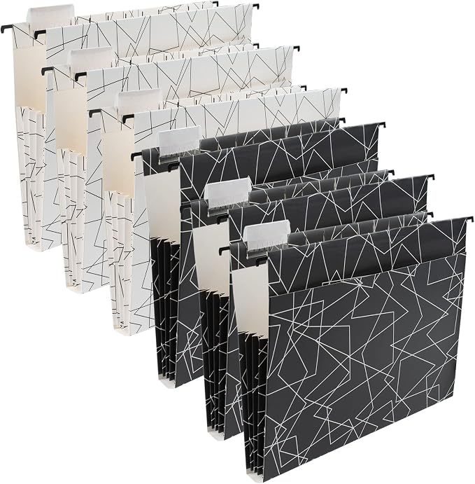 Y YOMA File Folder with Outside Pocket, 8.5 x 11-Inch, Black & White