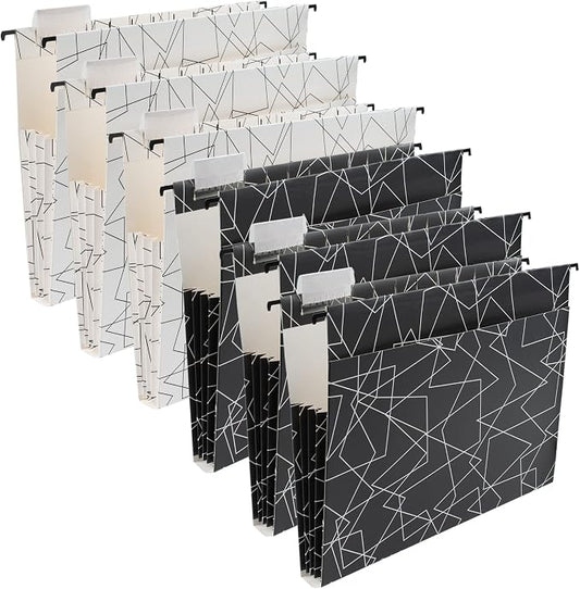 Y YOMA File Folder with Outside Pocket, 8.5 x 11-Inch, Black & White