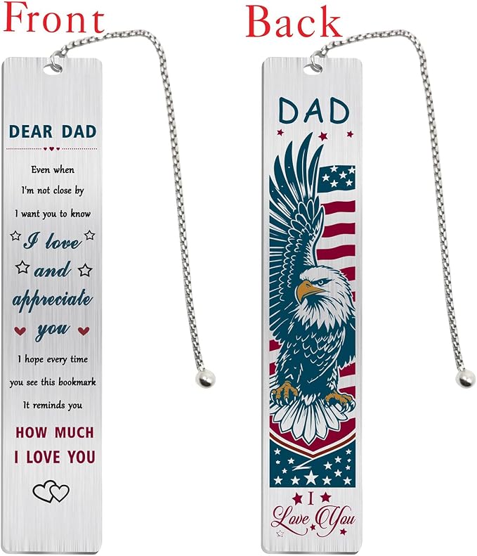 Jzxwan Fathers Day Dad Gifts, Daddy Father's Day Bookmark from Daughter Son, I Love You Dad Gifts for Men, Thank You Daddy Book Mark