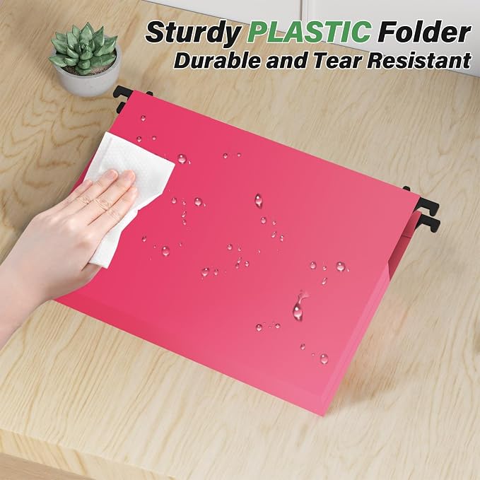 Ansook Letter Size Hanging File Folders Extra Capacity,Heavy Duty 1" Expandable File Folder Organizer,12 Pack Pastel Color File Cabniet Folders,Reinforced Plastic Hang Folders for File Frame Box