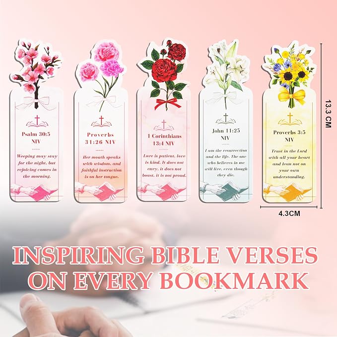 Bible Bookmark for Women, 80 Scriptures Religious Inspirational Bible Verse Bookmarks for Christian Gifts, Prayer Cards, Pink Scripture Book Marks for Reading Women, Book Lovers, Church Gifts in Bulk