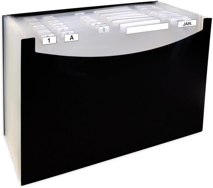 C-Line 21-Pocket Stand-Up Design Expanding File, 12" Expansion, 21 Sections, 1/5-Cut Tabs, Legal Size, Black