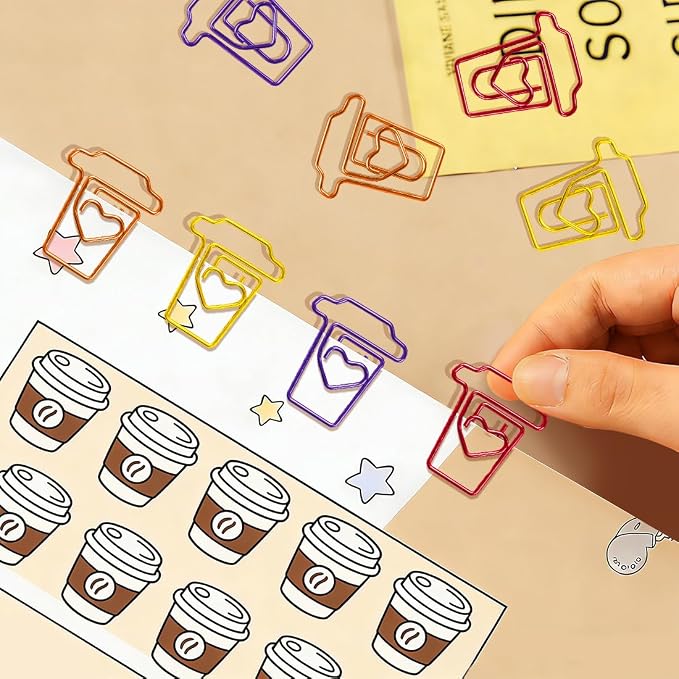 ELANE 36 pcs Paper Clips Bookmarks Dispenser Bookmark Memo Clip for School Teacher Office Supply Student Stationery. (Colorful-Cups)