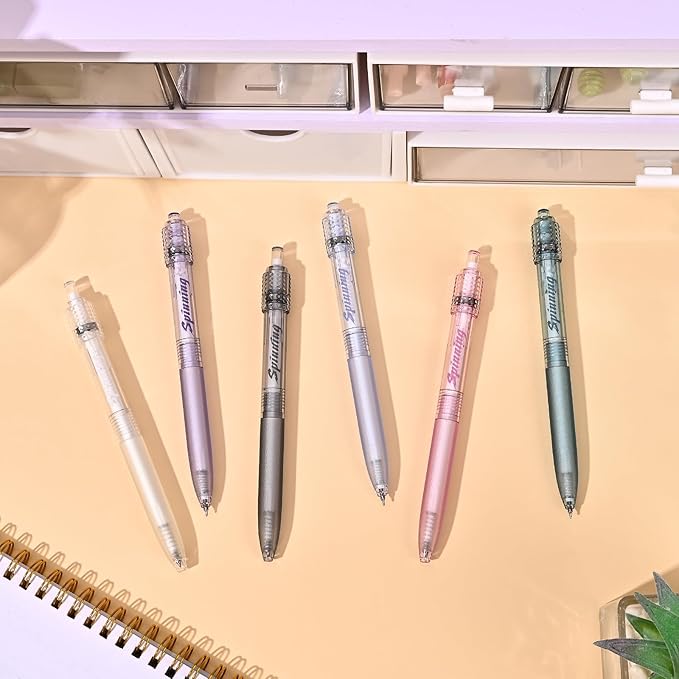 BAYTORY 6 Pcs Gel Pens, 0.5mm Retractable Black Ink Fine Point Pen, Smooth Writing Quick Dry Ink Pens for School Office Home (Light Color)