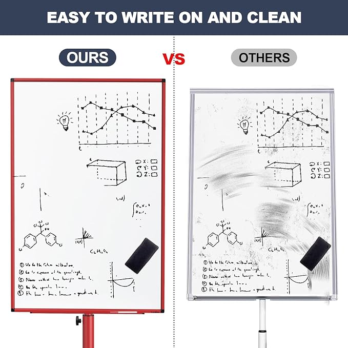 Mobile Dry Erase Board on Wheels, 40x26 Inches Portable Mobile Whiteboard, Magnetic Standing White Board with Flip Chart Paper, Rolling Dry Erase Board for Classroom, School, Office, Home
