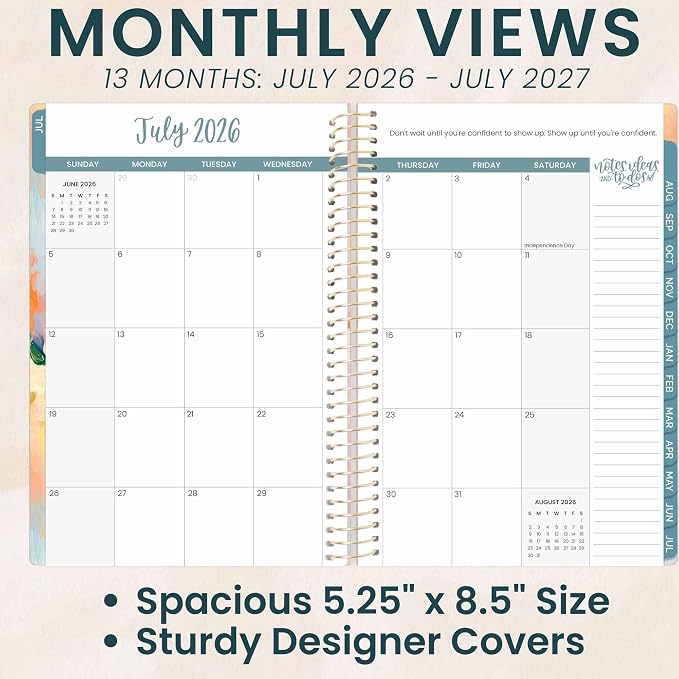bloom daily planners 2026-2027 Planner - Academic Year (July 2026 - July 2027) Monthly & Weekly Soft Cover Planner for Women - 13 Month Calendar Agenda Book with Stickers - 5.5" x 8.25" - Painted Peonies
