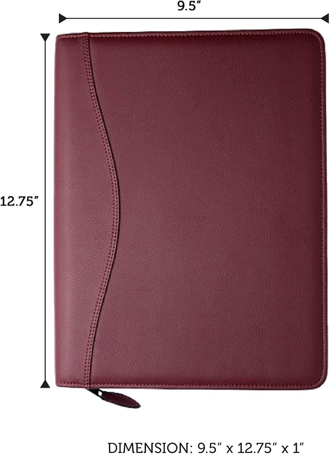 Planner Pad Spiral Bound Executive Size Cover, Fits 8 1/2 x 11” Size Planner Pages, Burgundy Faux Leather